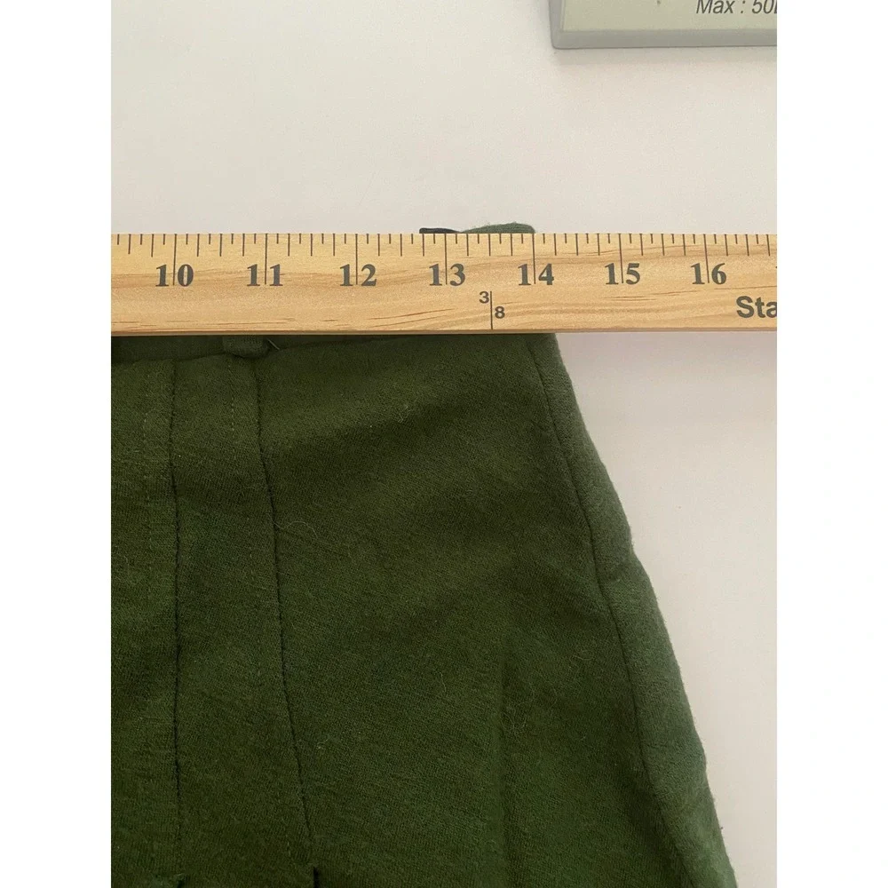Rodier Paris Vintage Wool Midi Skirt Olive Green Pleated‎ Made in France Size 44